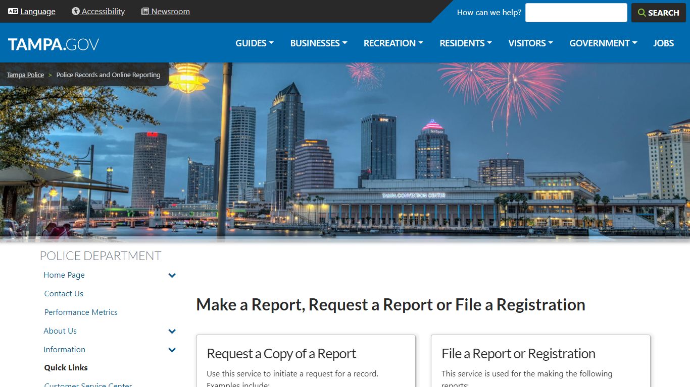 Police Records and Online Reporting | City of Tampa